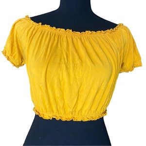 yellow ruched crop top